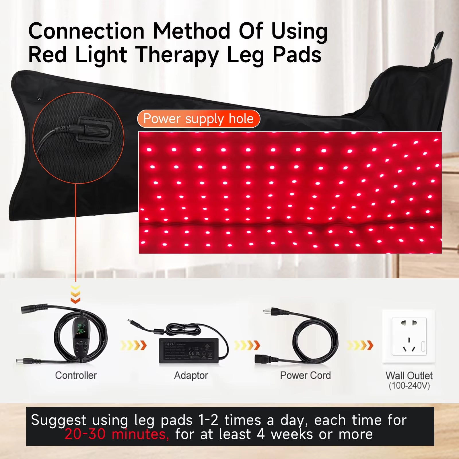 Red Light Therapy Leg Pad–Heated 528-LED Recovery Device, Professional