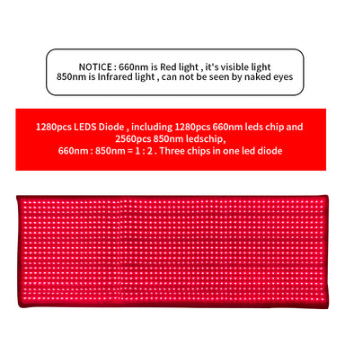 1.8m Red Light Therapy Blanket – 135W, 1280 LEDs, Near-Infrared 660nm + 850nm, Portable Wellness