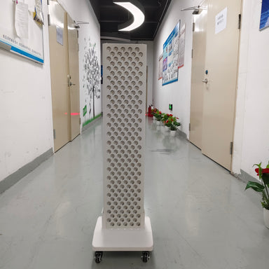 NovaRed 1000W red light therapy panel with LCD display, 200 LEDs, hanging hooks, pulley system, and full-body red light coverage