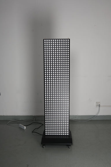 NovaRed 3000W red light therapy panel with LCD touchscreen, 600 LEDs, hanging hooks, pulley system, and full-body red light coverage