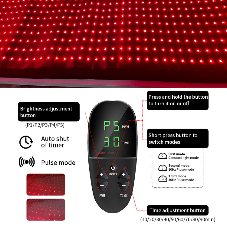 1.8m Red Light Therapy Blanket – 135W, 1280 LEDs, Near-Infrared 660nm + 850nm, Portable Wellness